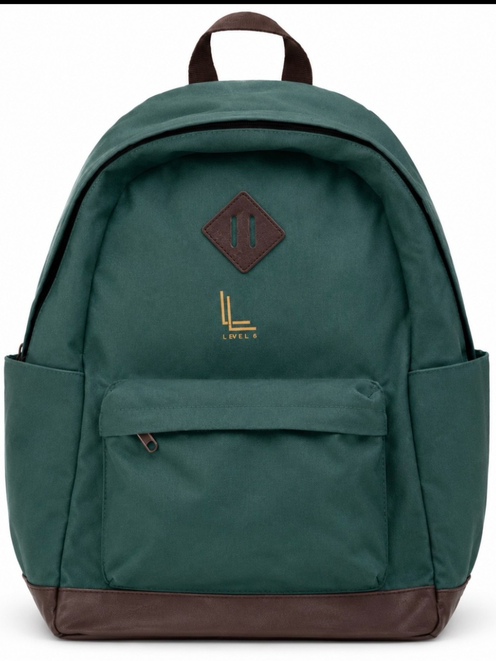 Loulu Green Canvas Vegan Leather Backpack Travel School Laptop Bag